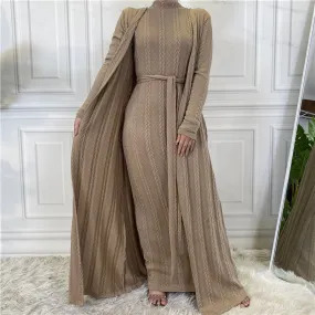 6 Colors Winter Latest Premium Quality Open Abaya Maxi Cardigan With Pockets of Muslim Long Abayas Kimono