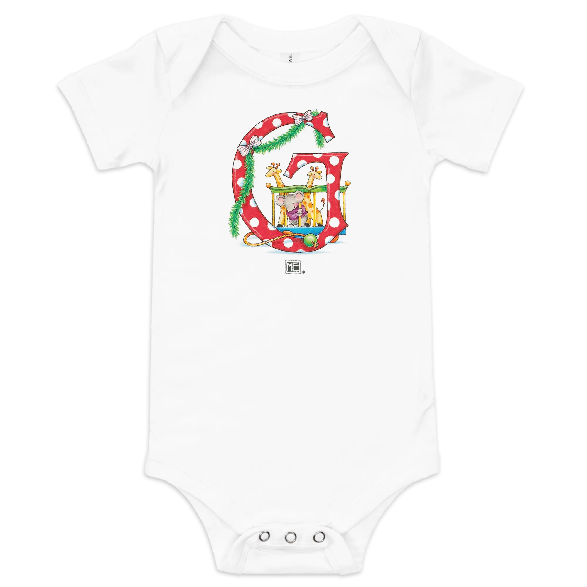 A Merry Little Christmas Letter G Infant Bodysuit