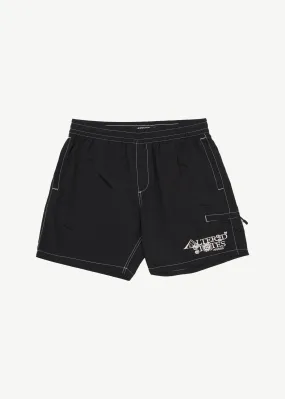 AFENDS Mens Deep State - Baywatch Swim Short 18 - Black