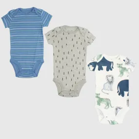 Animals Short-Sleeved Bodysuit (Pack Of 3)