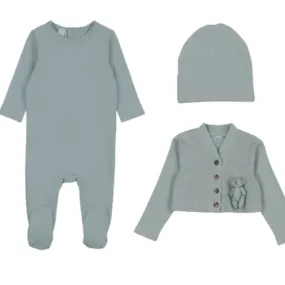 BONETTE Blue Bear Cardigan 3 Pc Set