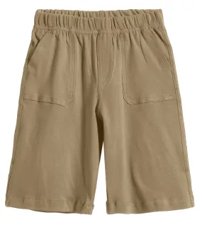 Boys Soft Cotton UPF 50  3 -Pocket Jersey Shorts | Dark Khaki