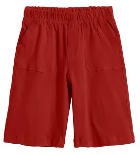 Boys Soft Cotton UPF 50  3 -Pocket Jersey Shorts | Red