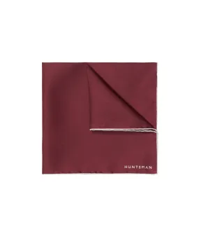 Burgundy/White Silk Pocket Square