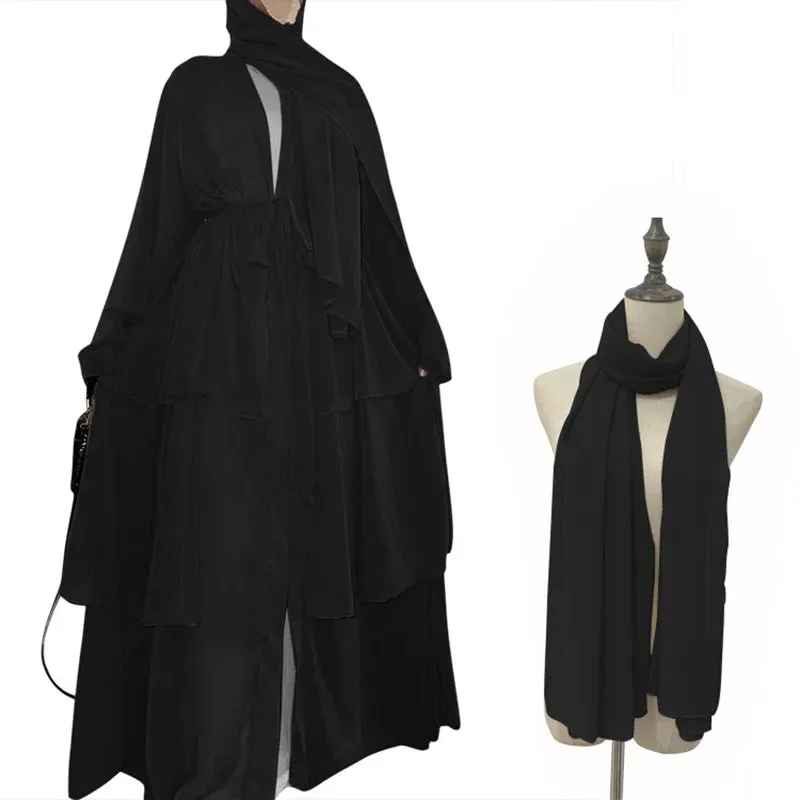 Chiffon Open Abaya Dubai Turkey Kaftan Muslim Cardigan Abayas Dresses For Women Casual Robe Kimono Femme Caftan Islam Clothing