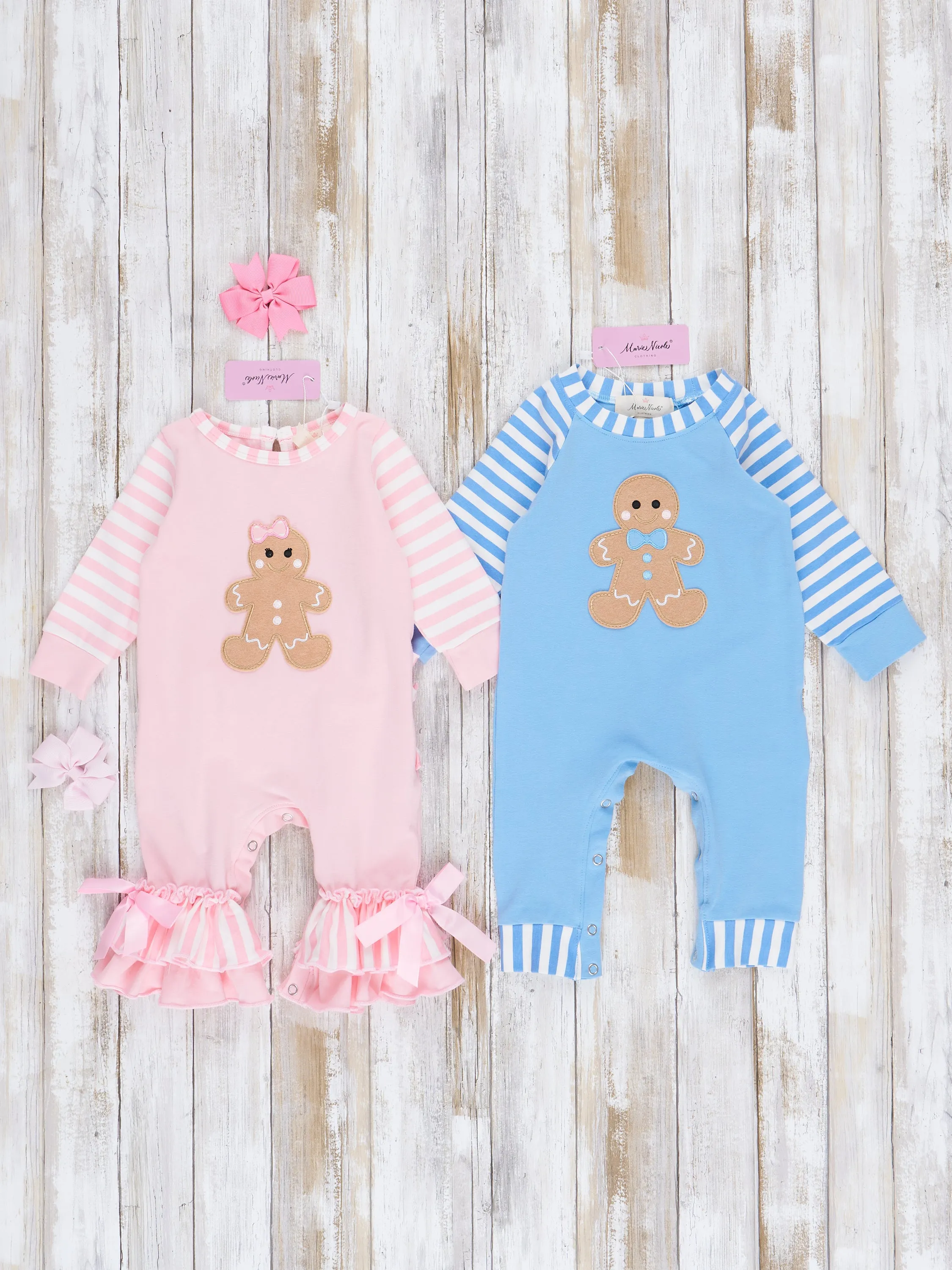 Christmas Gingerbread Romper Pajamas - Pink