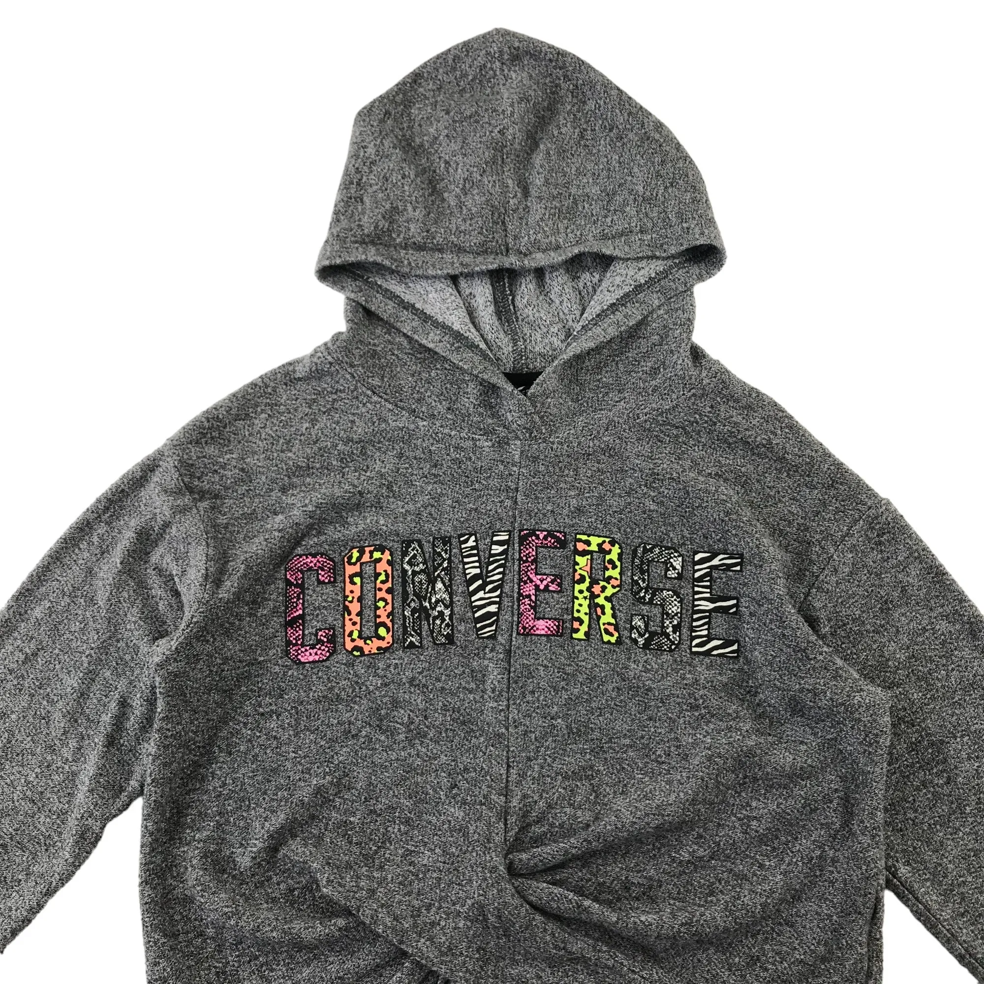 Converse hoodie 8-10 years grey cropped twist detail multicolour logo