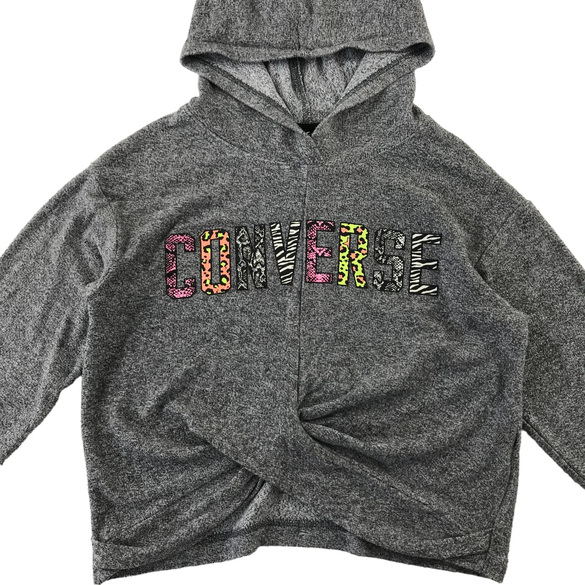 Converse hoodie 8-10 years grey cropped twist detail multicolour logo