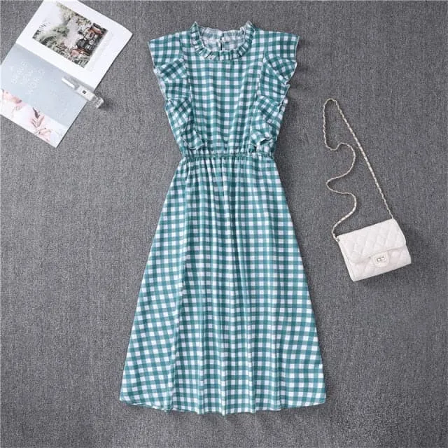 DressBetty - Elegant Heart Dot Sleeve Ruffles Medium Dress