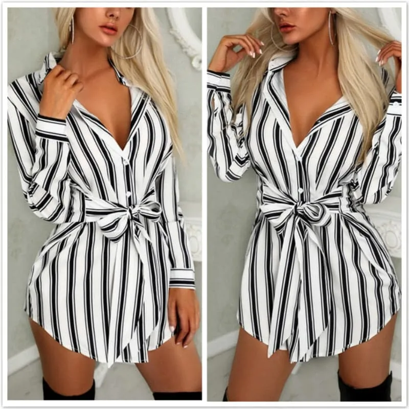 DressBetty - Fashion Long Sleeve Button Sexy Mini Dress