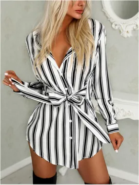 DressBetty - Fashion Long Sleeve Button Sexy Mini Dress