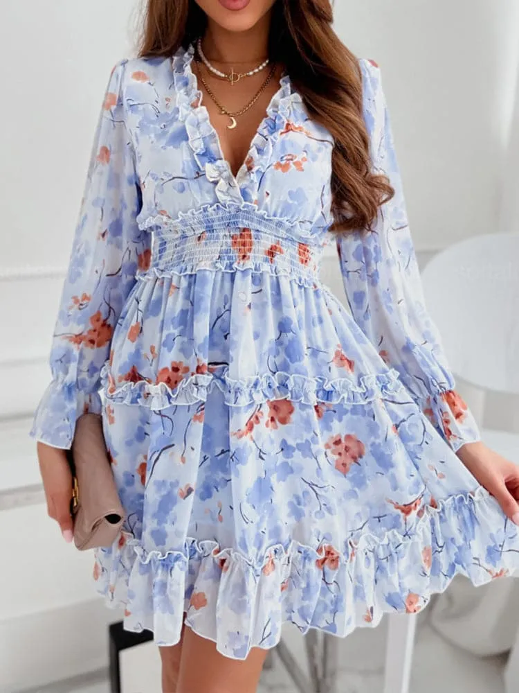 DressBetty - Spring Casual Sweet Chiffon Print Dress