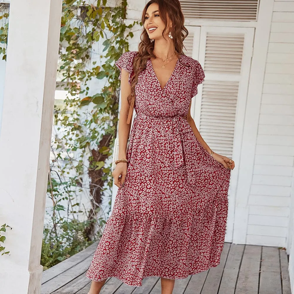 DressBetty - Summer Chiffon Floral Print Boho Dress