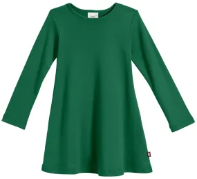 Girls Soft Cotton Long Sleeve Baby Rib Dress | Forest Green