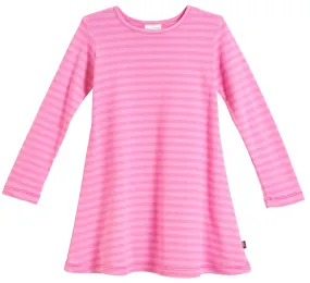 Girls Soft Stripe Long Sleeve Dress | Medium Pink