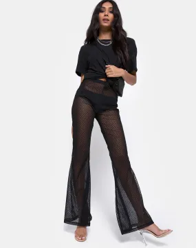 Herlom Flare Trouser in Black Fishnet