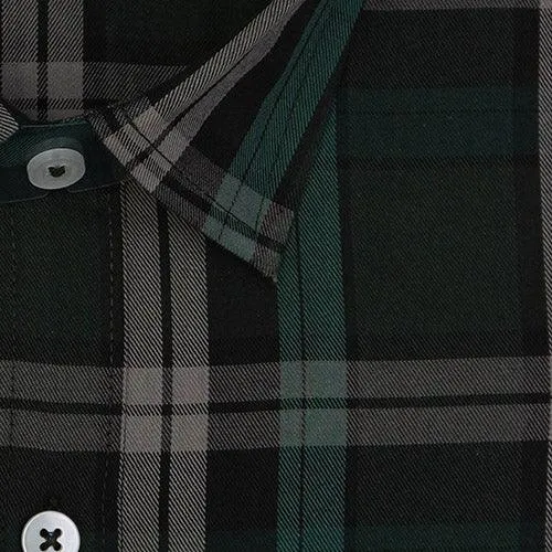 Men's 100% Cotton Plaid Checks Half Sleeves Shirt (Forest Green)