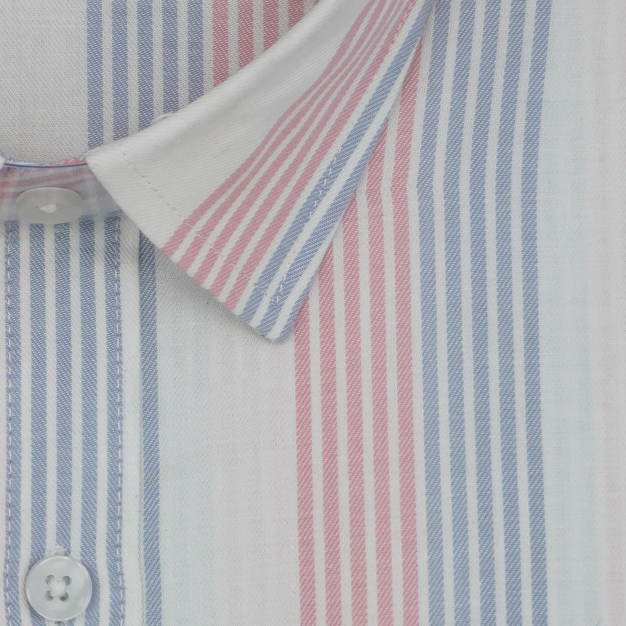 Men's 100% Cotton Striped Half Sleeves Shirt (Pink)