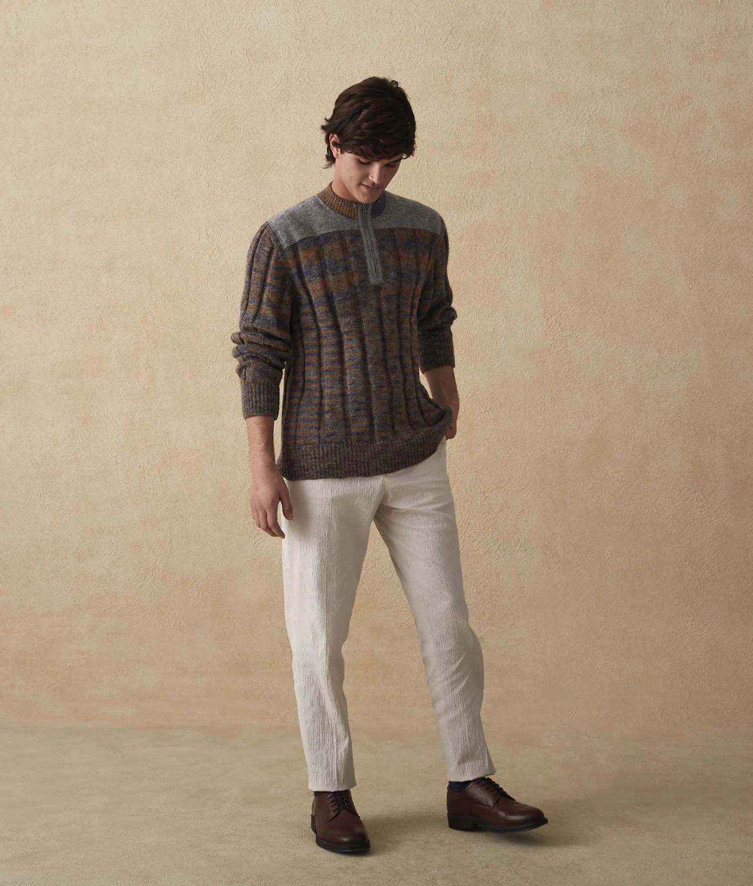 Men's Half-Zipped Ribbed Sweater