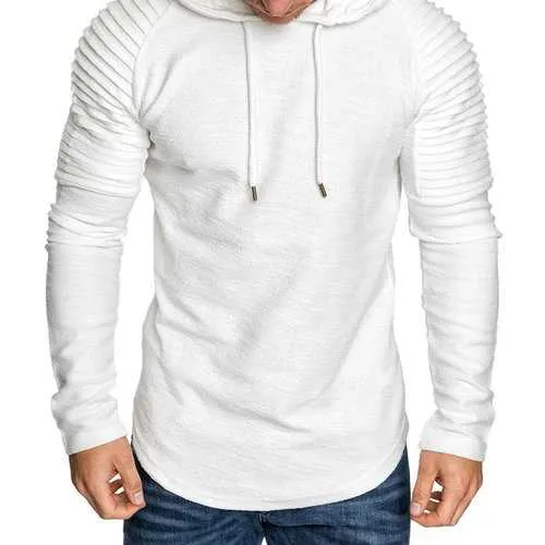 Mens Hooded Striped Fold Raglan Sleeve Sweatshirt