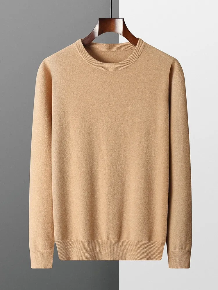 Men's Pure Wool Knitted Round Neck Sweater