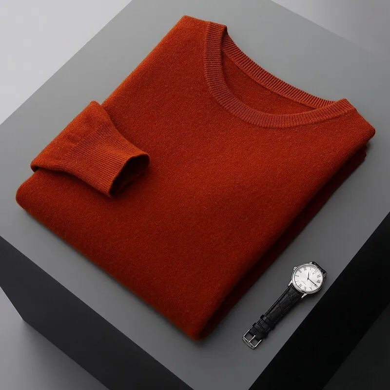 Men's Pure Wool Knitted Round Neck Sweater