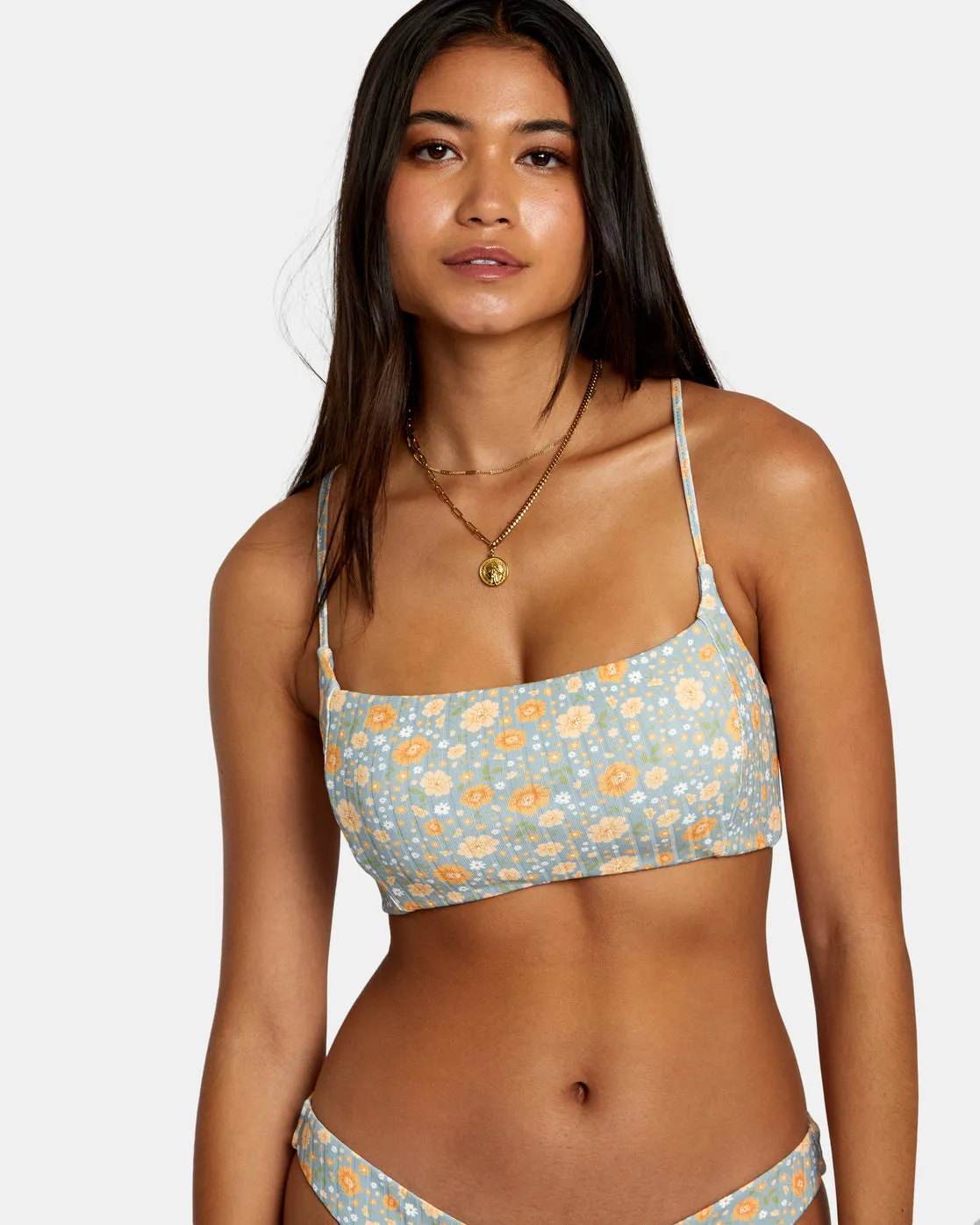 Mums Rib Crossback Bikini Top - Shale