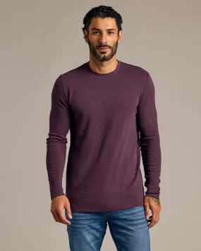 Plum Waffle Long Sleeve Crew Neck