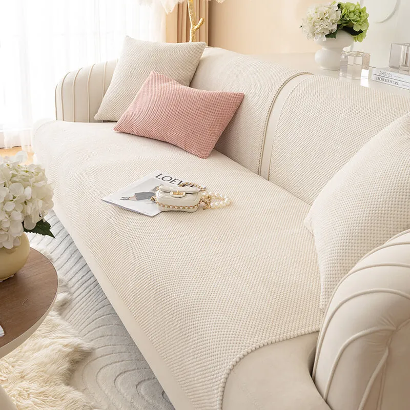 Simple Solid Colour Plush Furniture Protector Couch Cover