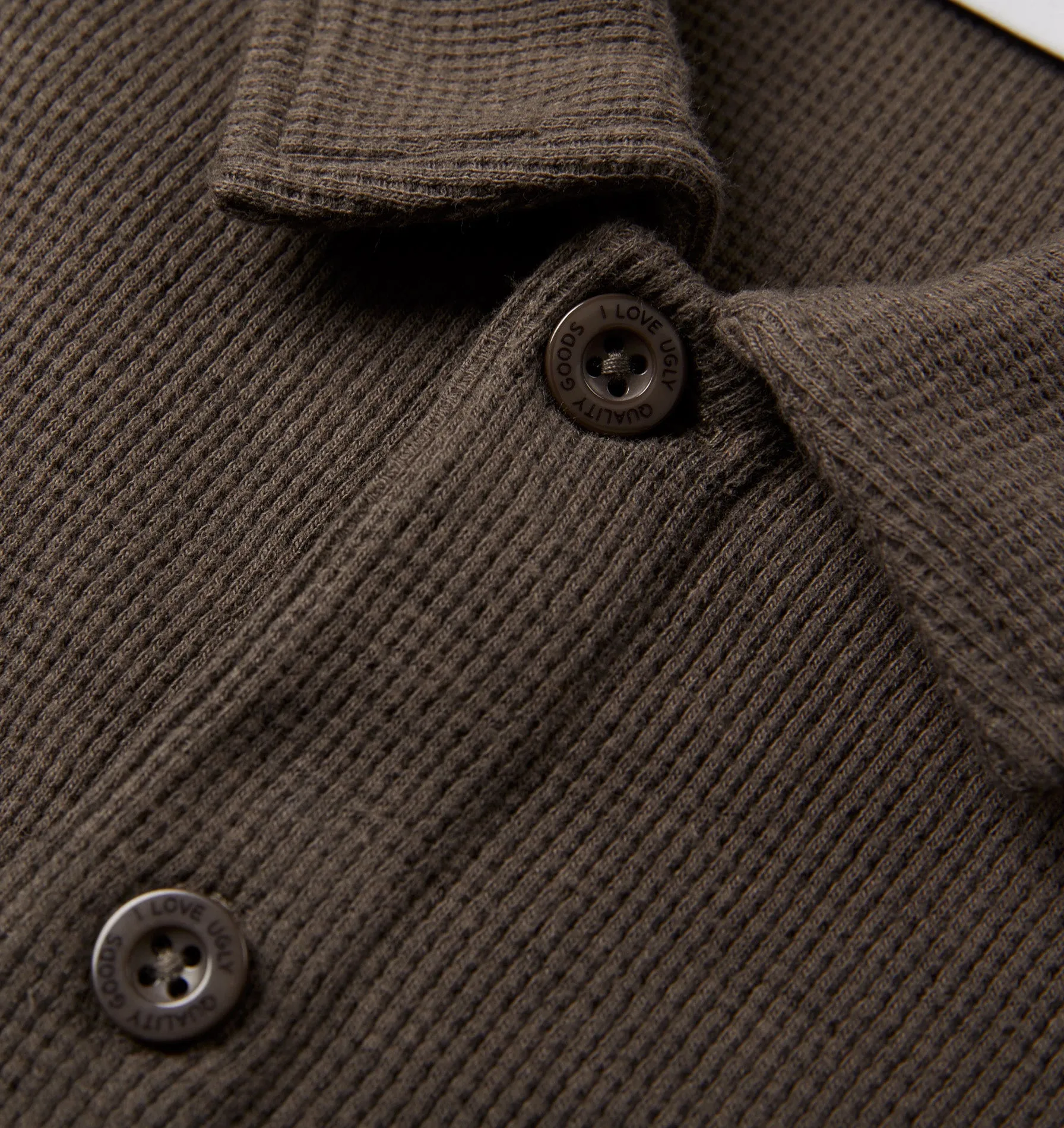 Waffle Polo Shirt - Burnt Olive