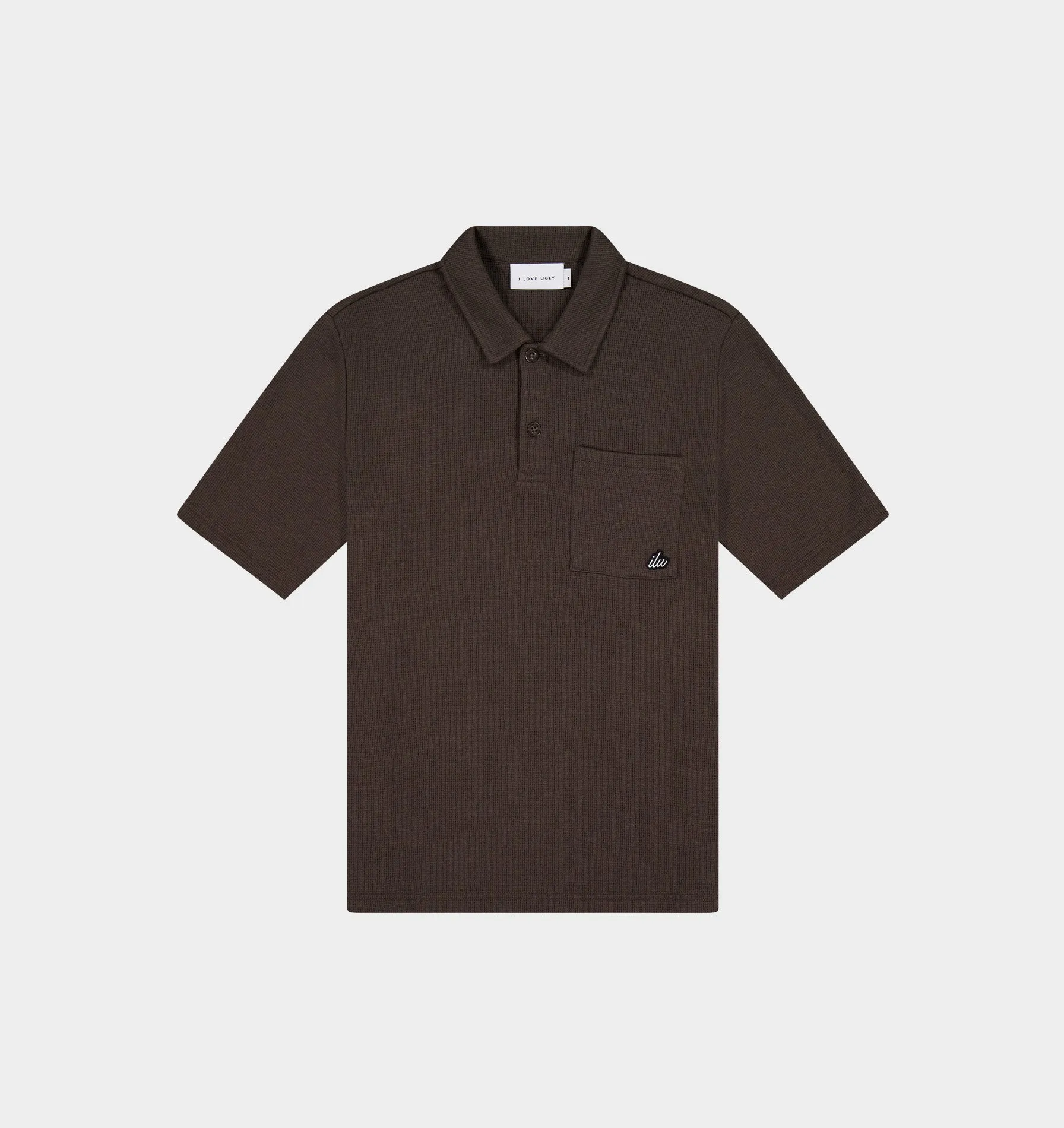 Waffle Polo Shirt - Burnt Olive