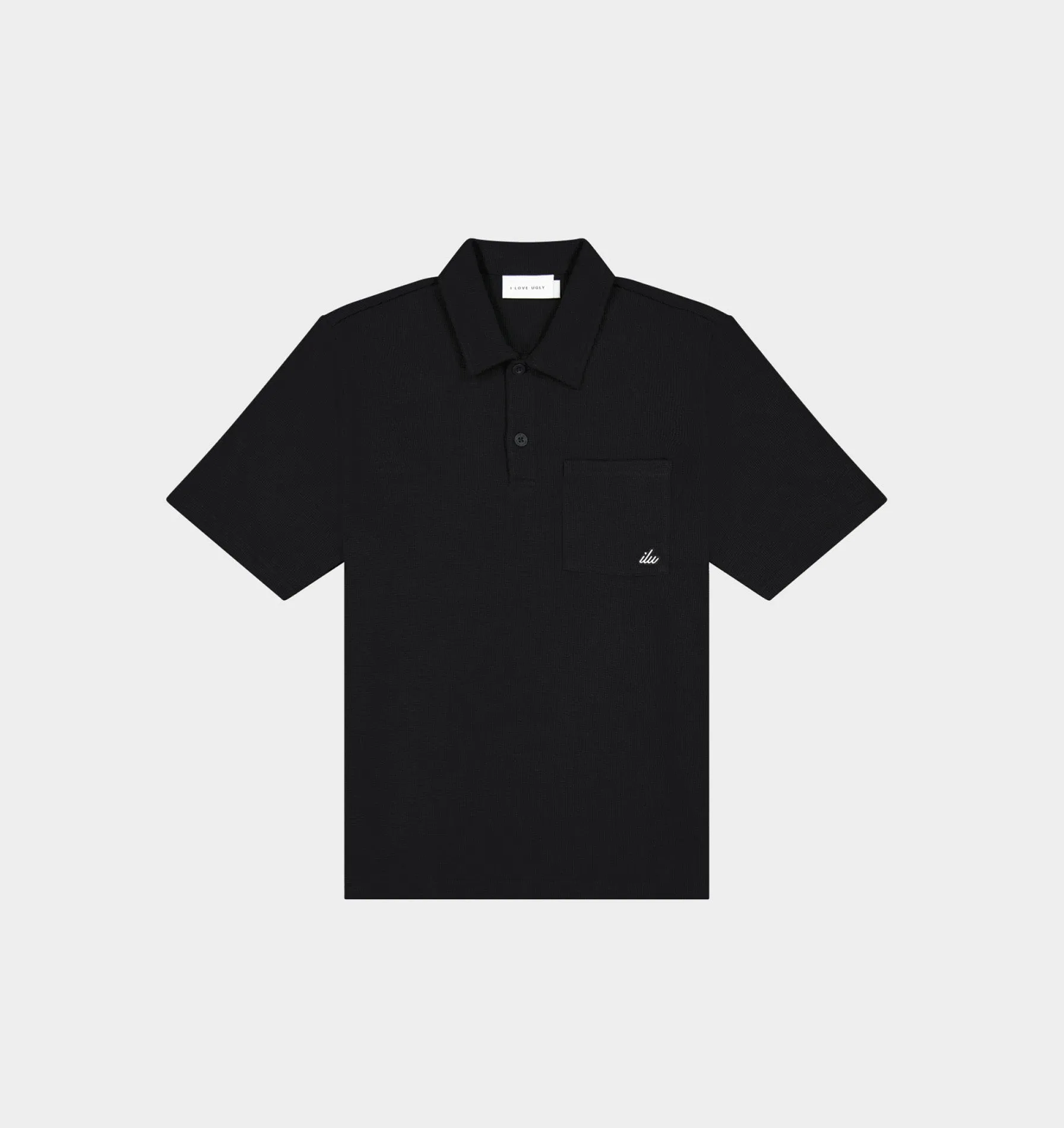 Waffle SS Polo Shirt - Black